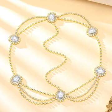 Aceorna Gothic Hair Jewelry Bridal Head Chain Crystal