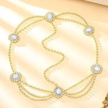 Aceorna Gothic Hair Jewelry Bridal Head Chain Crystal