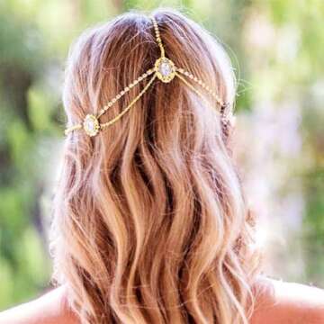 Aceorna Gothic Hair Jewelry Bridal Head Chain Crystal