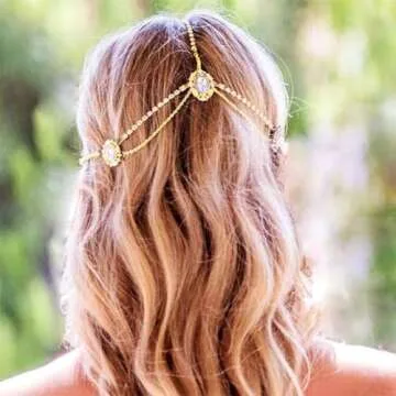 Aceorna Gothic Hair Jewelry Bridal Head Chain Crystal