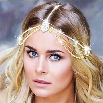 Aceorna Gothic Hair Jewelry Bridal Head Chain Crystal