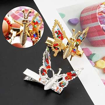8 Pieces 3D Butterfly Hair Clips Metal with Hollow Vibratable Moving Wing Hair Pins Cute Barrettes A...