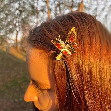 8 Pieces 3D Butterfly Hair Clips Metal with Hollow Vibratable Moving Wing Hair Pins Cute Barrettes Accessories for Girls Teens Women (Gold Silver)
