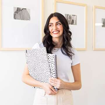 Steel Mill & Co Cute Large Spiral Notebook College Ruled, 11" x 9.5" with Durable Hardcover and 160 Lined Pages, Black Dots