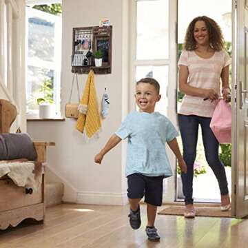 Dhmkfly Key Holder for Wall, Mail Organizer Wall Mount with 5 Hooks and Shelf, Home Decorative with ...