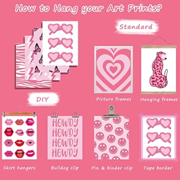 10-Piece Preppy Pink Wall Art for Teen Girls Room Decor