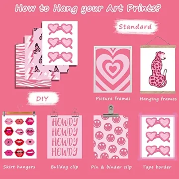 10-Piece Preppy Pink Wall Art for Teen Girls Room Decor