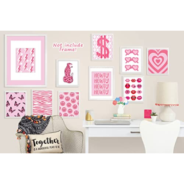 10-Piece Preppy Pink Wall Art for Teen Girls Room Decor
