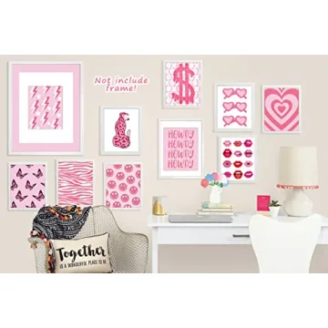 10-Piece Preppy Pink Wall Art for Teen Girls Room Decor
