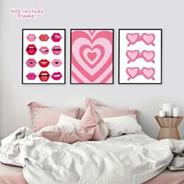 10-Piece Preppy Pink Wall Art for Teen Girls Room Decor