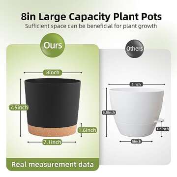 QCQHDU 8 inch Plant Pot, 2 Pack Planters for Indoor Plants with Drainage Holes & Saucer, Outdoor Flo...