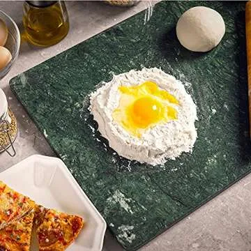 Soulscrafts Natural Green Marble Cutting Board - Handcrafted 16x12 Inch, Non-Slip Feet for Kitchen