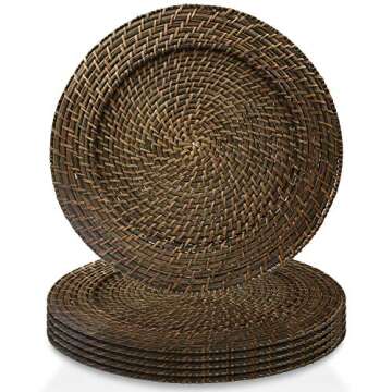 American Atelier 13 Inch Rattan Charger Plate Set of 6