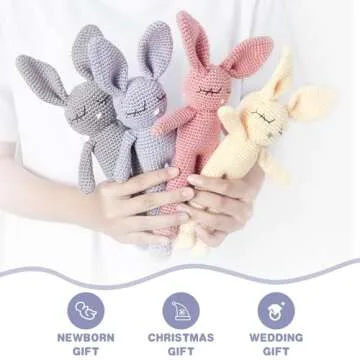 Moni's Choice Easter Baby Stuffed Bunny Plush Easter Gifts Handmade Stuffed Animal Knitted Doll Baby Sleep Toy Newborn (Cream)