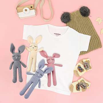 Moni's Choice Easter Baby Stuffed Bunny Plush Easter Gifts Handmade Stuffed Animal Knitted Doll Baby Sleep Toy Newborn (Cream)