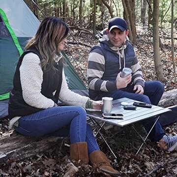 HITORHIKE Camping Tables with Aluminum Table Top Ultralight Durable Camp Table with Carry Bag for Indoor, Outdoor, Backpacking, Beach, Hiking, Travel, Fishing. (Frost Gray, Small)