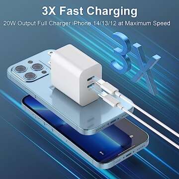 i Phone 14 13 12 Charger Fast Charging 10FT, 20W USB C Charger Block & Lightning Charger Cable Cord ...