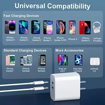 i Phone 14 13 12 Charger Fast Charging 10FT, 20W USB C Charger Block & Lightning Charger Cable Cord Compatible for iPhone 14 Pro Max/14 Pro/14, 13/12/11 Pro Max, 13/12/11 Pro, iPad