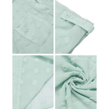 Ekouaer Women's Swimsuit Beach Cover Ups Shirt Chiffon Bikini Bathing Suit Swiss Dot Beach Shirt S-XXXL