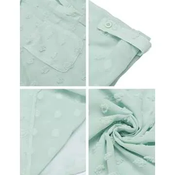 Ekouaer Women's Swimsuit Beach Cover Ups Shirt Chiffon Bikini Bathing Suit Swiss Dot Beach Shirt S-XXXL