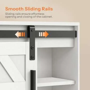 HOOBRO Bathroom Wall Cabinet, Farmhouse Medicine Cabinet with Sliding Barn Door, Adjustable Shelf and Towel Bar, Wall Mounted Storage Cabinet Over The Toilet for Bathroom, Kitchen, Bedroom, White