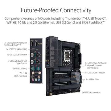 ASUS ProArt Z690-Creator WiFi 6E LGA 1700(Intel 12th Gen) ATX Content Creator Motherboard(PCIe 5.0,DDR5,2X Thunderbolt 4,10G&2.5G LAN,4xM.2,Front Panel USB 3.2 Gen2x2 Type-C Ports)