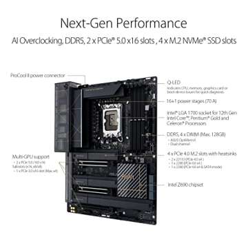 ASUS ProArt Z690-Creator WiFi 6E LGA 1700(Intel 12th Gen) ATX Content Creator Motherboard(PCIe 5.0,DDR5,2X Thunderbolt 4,10G&2.5G LAN,4xM.2,Front Panel USB 3.2 Gen2x2 Type-C Ports)