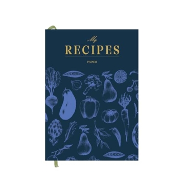 Papier Recipe Journal - Harvest, Navy, 8.46"L x 6.02"W, Hardback | Preserve Family Traditions | Silk...