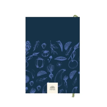 Papier Recipe Journal - Harvest, Navy, 8.46"L x 6.02"W, Hardback | Preserve Family Traditions | Silk Finish | Well Organised and Durable | Space for Cooking Hints & Tips