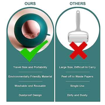 Washable Reusable Gel Lint Roller for Pet Hair, TBC PET Portable Dog Cat Pet Hair Remover for Clothes, Laundries, Sticky Cleaner, Dust Fuzz Fur for Travel Household-Green