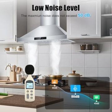 Powerful 36 inch Stainless Steel Range Hood with Gesture Control