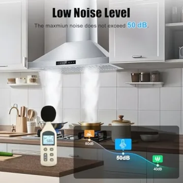 Powerful 36 inch Stainless Steel Range Hood with Gesture Control