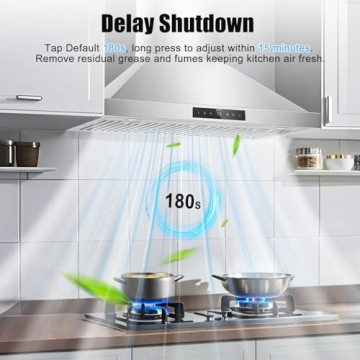 Powerful 36 inch Stainless Steel Range Hood with Gesture Control