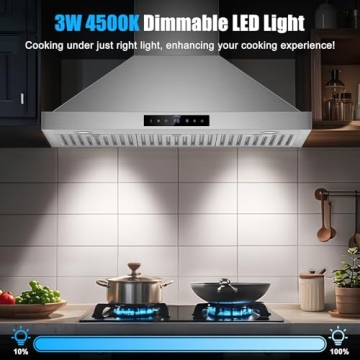 Powerful 36 inch Stainless Steel Range Hood with Gesture Control