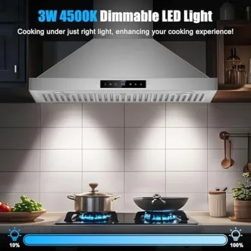 Powerful 36 inch Stainless Steel Range Hood with Gesture Control