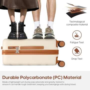 UKEIN 20Inch Carry-On Luggage, Lightweight PC HardShell Suitcase with 360° Spinner Wheels, TSA-Appr...