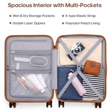 UKEIN 20Inch Carry-On Luggage - Lightweight & Durable Suitcase