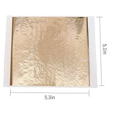 Imitation Gold Foil Sheets - KINNO Champagne Gold Leaf Paper 100 Sheets 5.1 by 5.3 Inches for Painti...