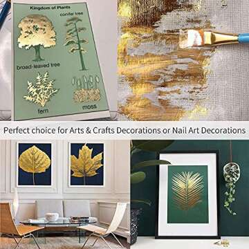 Imitation Gold Foil Sheets - KINNO Champagne Gold Leaf Paper 100 Sheets 5.1 by 5.3 Inches for Paintings, Handcrafts, Picture Frames, Sculpture, Furniture, Arts Decoration, Gilding, Nails, and Wall