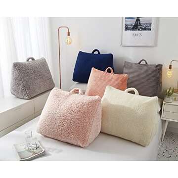 Dearfoams Sherpa Wedge Pillow - Cozy Lounge Support in Pink