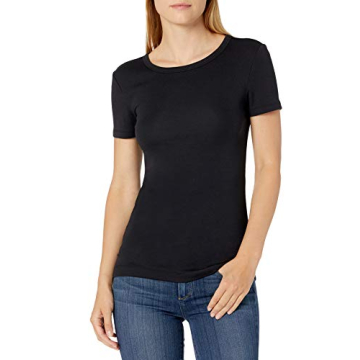 Amazon Essentials Women's Slim-Fit Short-Sleeve Crewneck T-Shirt, Pack of 2, Black, X-Small