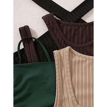 Milumia Women's 4 Piece Ribbed Knit Cut Out Drawstring Sleeveless Crop Tank Tops Set Multicolor Small