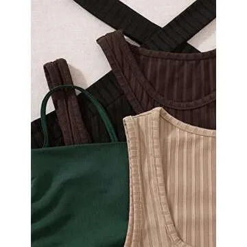 Milumia Women's 4 Piece Ribbed Knit Cut Out Drawstring Sleeveless Crop Tank Tops Set Multicolor Small