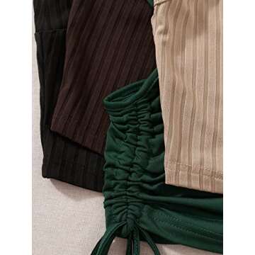 Milumia Women's 4 Piece Ribbed Knit Cut Out Drawstring Sleeveless Crop Tank Tops Set Multicolor Small