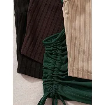 Milumia Women's 4 Piece Ribbed Knit Cut Out Drawstring Sleeveless Crop Tank Tops Set Multicolor Small