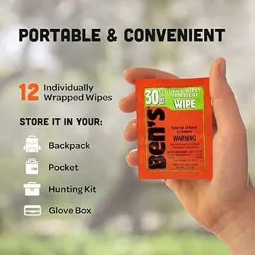 Ben's 30 Deet Mosquito Tick Insect & Bug Repellent Field Wipes - 24 Pack