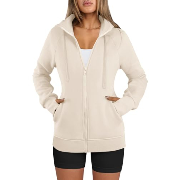 ANRABESS Women's Fleece Zip-Up Hoodies - Cozy Fall Fashion