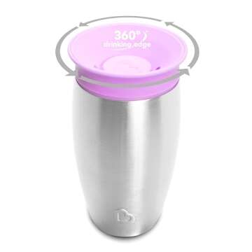Munchkin Sippy Cup for Toddlers, Miracle 360 Stainless Steel, 10 Ounce, Purple