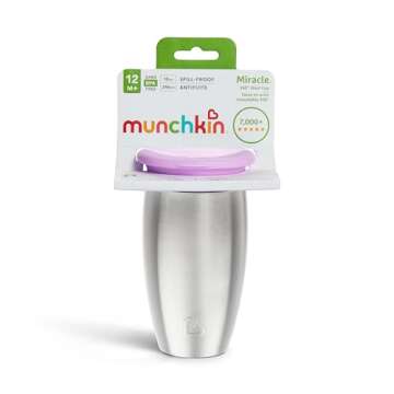 Munchkin Sippy Cup for Toddlers, Miracle 360 Stainless Steel, 10 Ounce, Purple