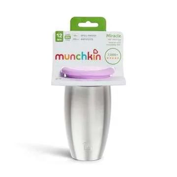Munchkin Sippy Cup for Toddlers, Miracle 360 Stainless Steel, 10 Ounce, Purple
